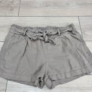 Jolt Beige Beach Coastal Linen Drawstring Lightweight Shorts